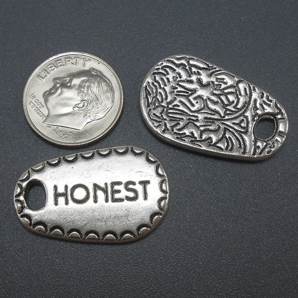 5pcs Silver‎ Honest Charms Silver Tone Metal message affirmation honesty